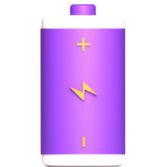 3d rendering of battery icon with transparent background
