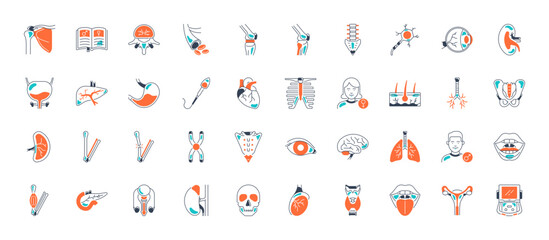 Bundle of body parts and organs icons. Human body vector illustration
