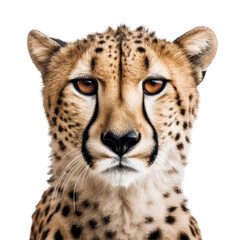 close up of a cheetah isolated on transparent background cutout
