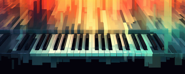 Vintage, retro abstract background, banner of piano keys. Concept of rhythm, music and creativity.
