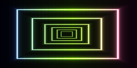 Abstract neon light color frames the background design.