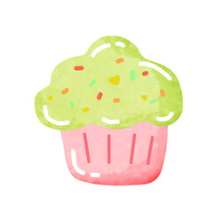 cupcake with icing and sprinkles