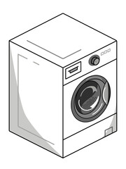 Isometric white wash machine vector illustration.