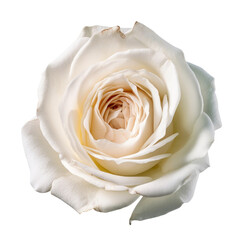 single white rose isolated on transparent background cutout