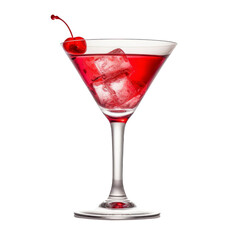 cocktail with cherry isolated on transparent background cutout - obrazy, fototapety, plakaty