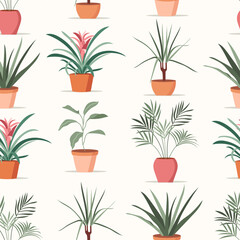 Fototapeta na wymiar Seamless pattern with plant pots. Vector illustration