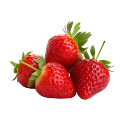 strawberries isolated on transparent background cutout