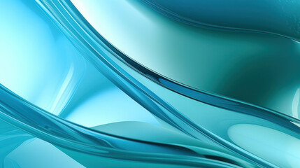 Aqua Essence: A High-Quality Cyan Glass Curved Wallpaper. Generative AI