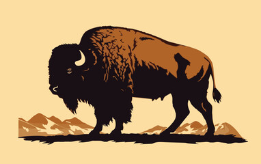 American Bison, buffalo. Hand drawn vector illustration.  © ckybe