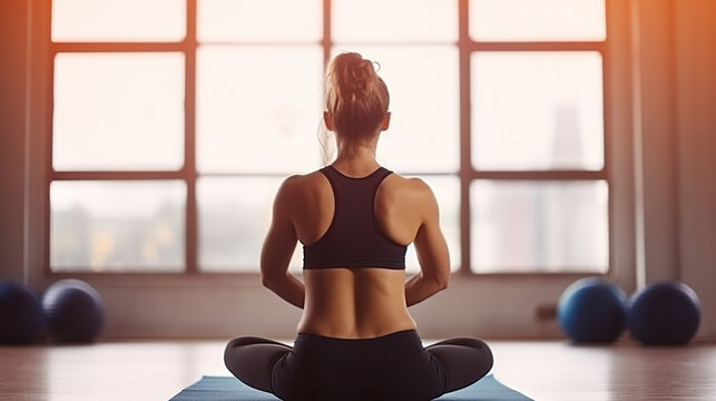 Yoga's Dynamic Fusion with Fitness in the Gym for a Young Woman, Generative AI