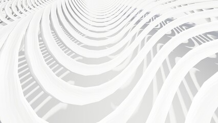 Abstract white background curved pattern in design 3d render