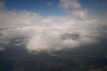Flying over the clouds. 