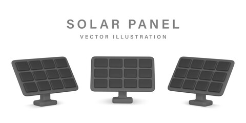 3d realistic solar power station panel. Green and alternative eco energy concept. Vector illustration