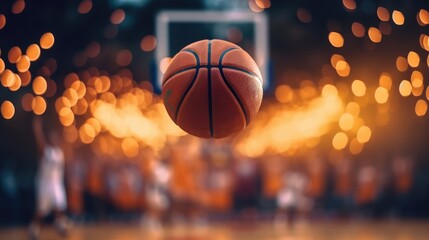 GET READY! Illustration of a brand new basket ball with special effects on background. Generative AI