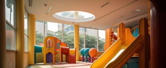 Playground kid zone in a school. Generative AI