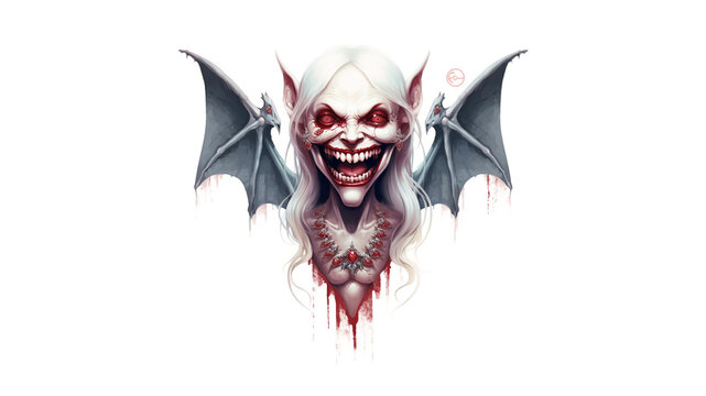 white background a fairy with vampire teeth Hd Wallpaper