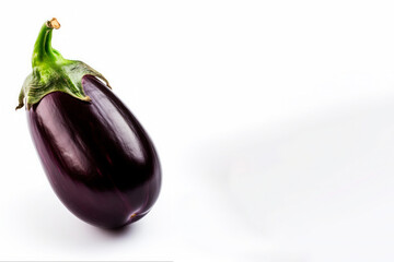Organic eggplant, on a white background. Generative AI.