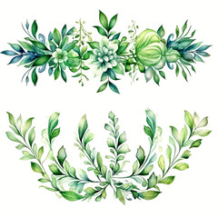 Obraz na płótnie Canvas Green vine climbing plant with green leaf set, flat vector illustration isolated on white background. Green vines plant decorative