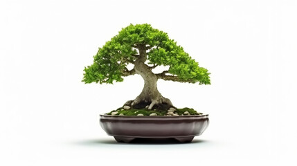 Bonsai tree against a white wall