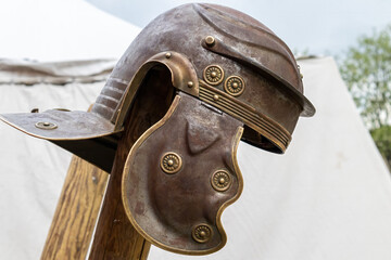 imperial helmet or galea of a soldier of the ancient roman empire