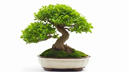 Bonsai tree against a white wall