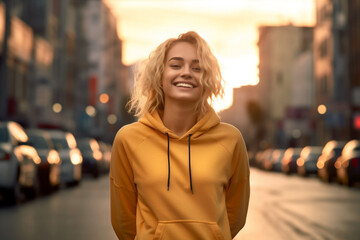 Fototapeta premium girl wearing sports outfit smiling in the city