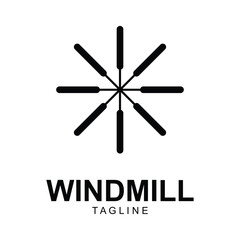 Old Windmill Logo Design Vector, Windmill Retro Vintage Logo Template