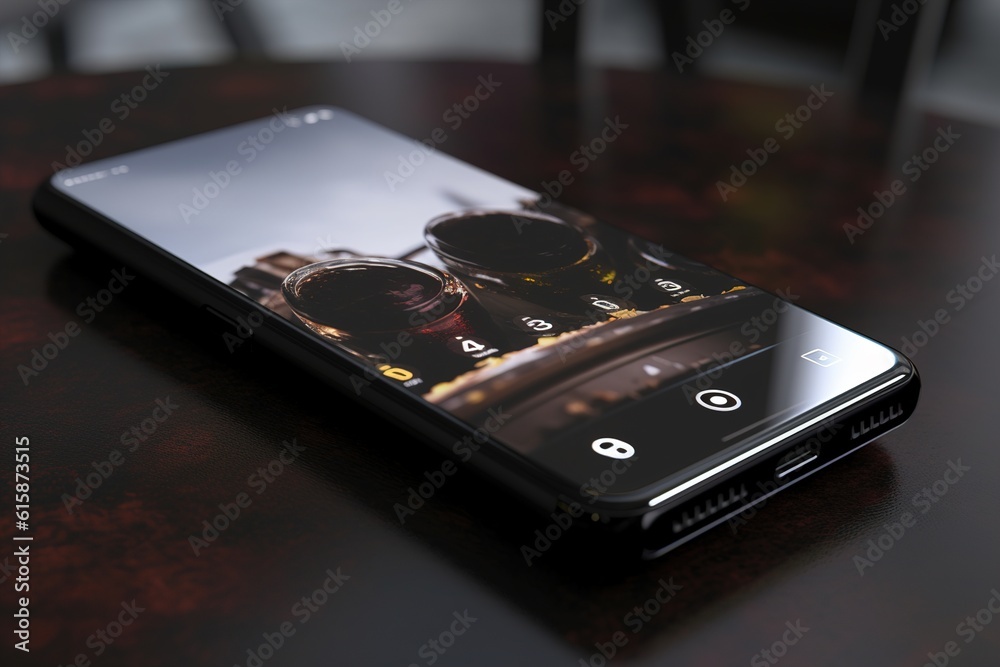 Poster smartphone lies on the table. generated by ai.