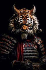 Fototapeta na wymiar Ancient chinese Armored human tiger mask AI Generated