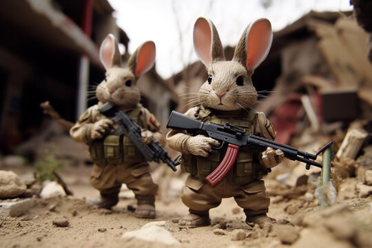 Rabbit soldier AI generated