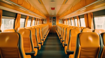 Fototapeta premium Bus seats, Leather seats in the bus that are clean and modern inside the bus.