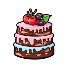 003. black forest cake sticker cool colors and kawaii. clipart illustration