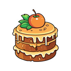 008. caramel apple spice cake sticker cool colors and kawaii. clipart illustration