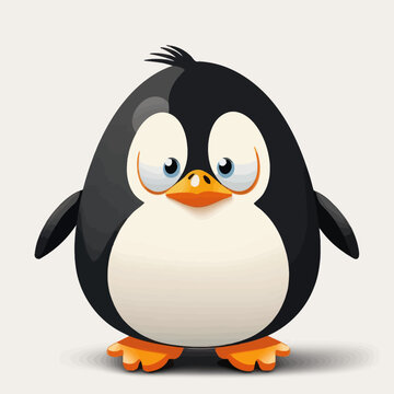 Sad penguin on a white background. Cartoon penguin. Vector flat illustration