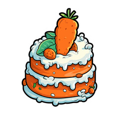 011. carrot cake sticker cool colors and kawaii. clipart illustration