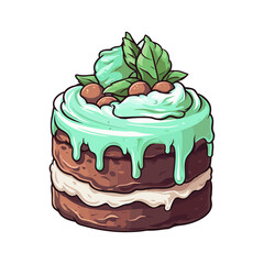 014. chocolate mint cake sticker adorable. clipart illustration