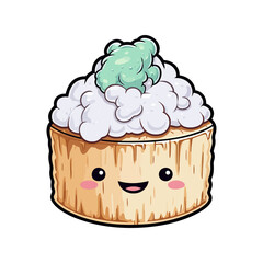 015. coconut cream cake sticker cool colors and kawaii. clipart illustration