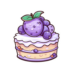 023. lavender earl grey cake sticker cool colors and kawaii. clipart illustration