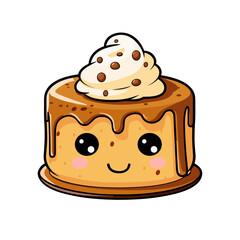 031. peanut butter banana chocolate chip cake sticker cool color. clipart illustration
