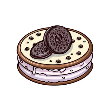 030. Oreo Cheesecake Sticker Cool Colors And Kawaii. Clipart Illustration