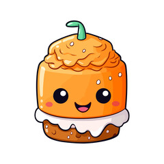 034. pumpkin spice cake sticker cool colors and kawaii. clipart illustration