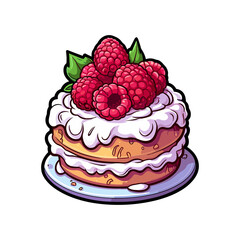 035. raspberry almond cake sticker cool colors and kawaii. clipart illustration