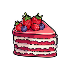 037. red velvet cake sticker cool colors and kawaii. clipart illustration