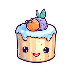 041. vanilla bean cake sticker cool colors and kawaii. clipart illustration