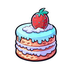 041. vanilla bean cake sticker cool colors and kawaii. clipart illustration