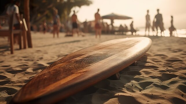 Tabla de surf en la playa Vectors & Illustrations for Free Download