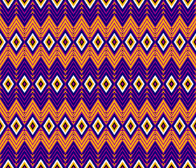 Embroidery indian aztec ethnic pattern in yellow and purple vector illustration design for fabric, mat, carpet, scarf, wrapping paper, tile and more