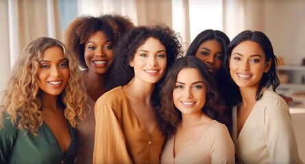 Obraz premium Group of diversity women smiling looking at camera with proud