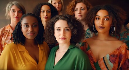 Obraz premium Group of diversity women smiling looking at camera with proud