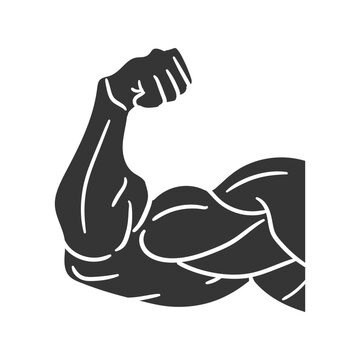 Biceps Muscle Icon Silhouette Illustration. Power Energy Vector Graphic Pictogram Symbol Clip Art. Doodle Sketch Black Sign.